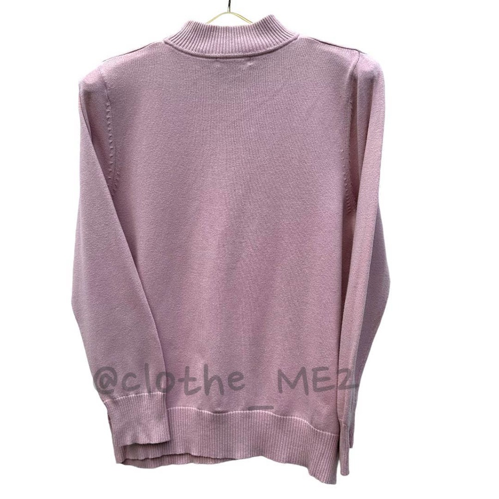 Roz & Ali - light mauve mock turtleneck long sleeve sweater, Size 1X